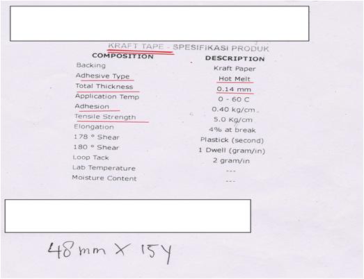 dados t&eacute;cnicos da fita de kraft.